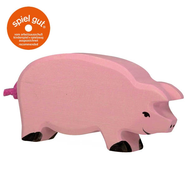 Holztier – Schwein handgefertigt aus Ahorn- und Buchenholz