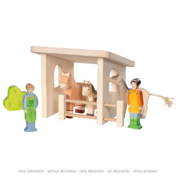 Holzspielset – Unterstand für Tiere handgefertigt aus Ahorn- und Buchenholz