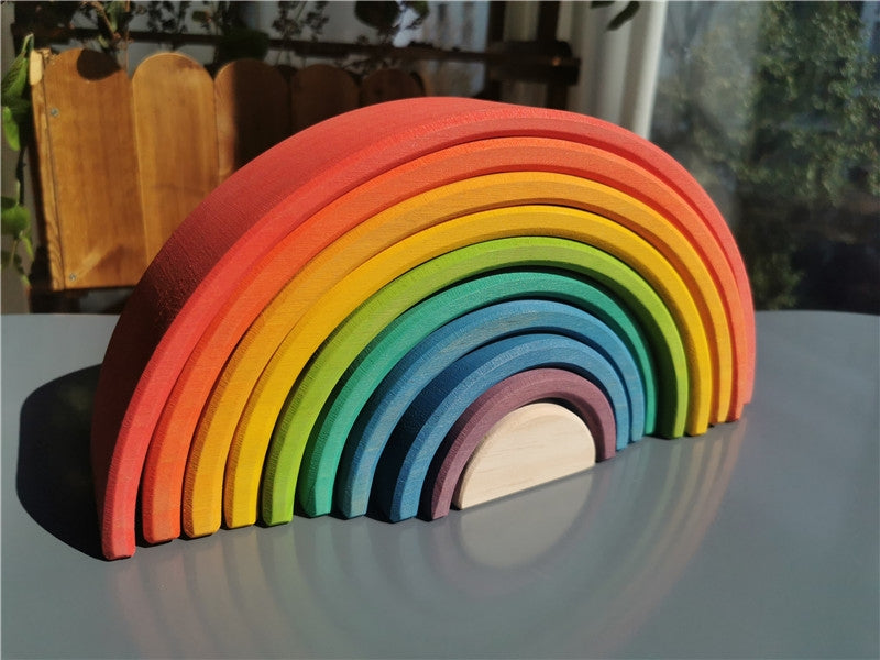 Montessori Regenbogen aus Holz - Steckpuzzel