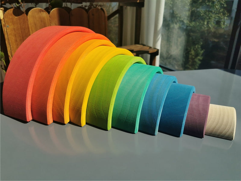 Montessori Regenbogen aus Holz - Steckpuzzel
