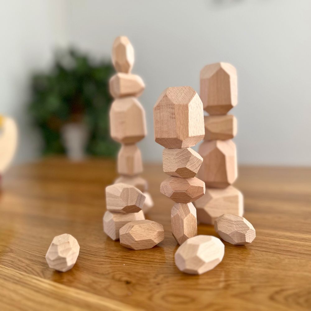 Holzdiamanten "Natur" – 20 handgefertigte Steine