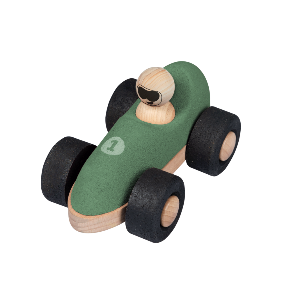 Cork Racer, grün- Schiebefahrzeug aus Kork