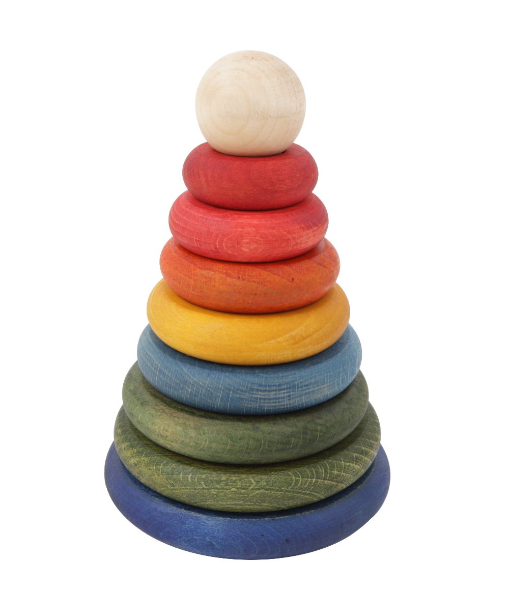 Regenbogen Stapelturm aus Holz von Wooden Story – Montessori Stapelpyramide